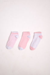 Girls’ Cotton Ankle Socks 3-Pack – Striped, Solid & Polka Dot
